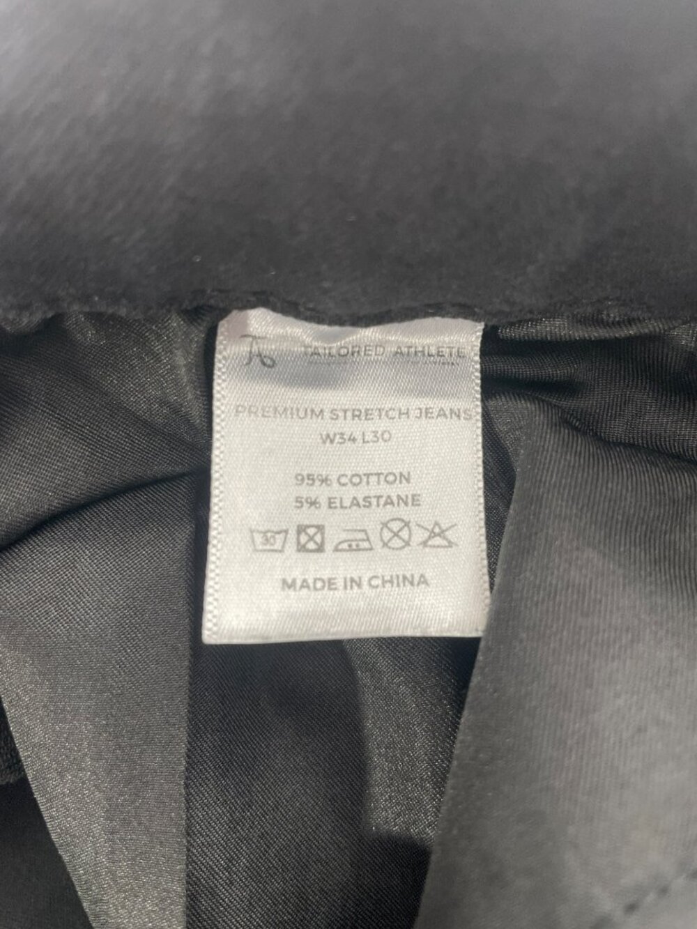 Tailored Athlete Slim-Fit Stretch Black Denim Jeans Men's Size 34Wx30L NWT - Picture 9 of 9